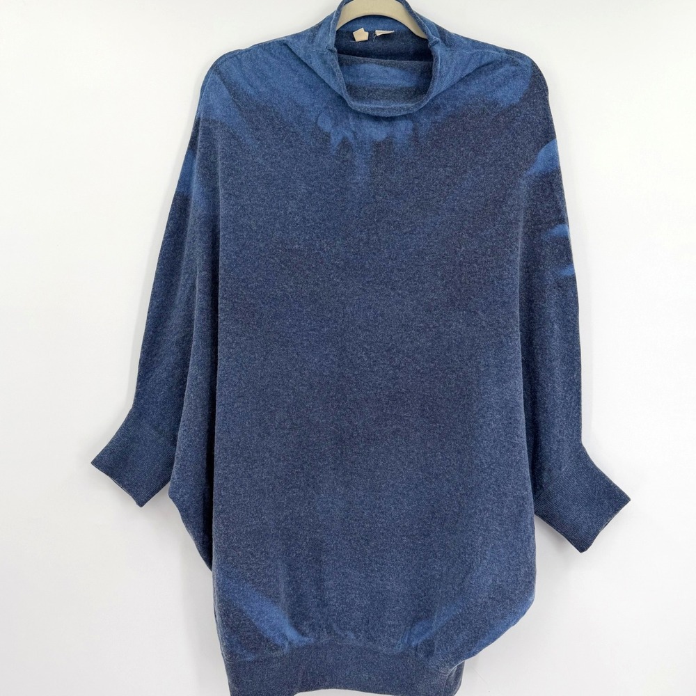 Moth Anthropologie Blue Tie Dye Funnel Neck Batwing Dolman Knit Sweater XS
